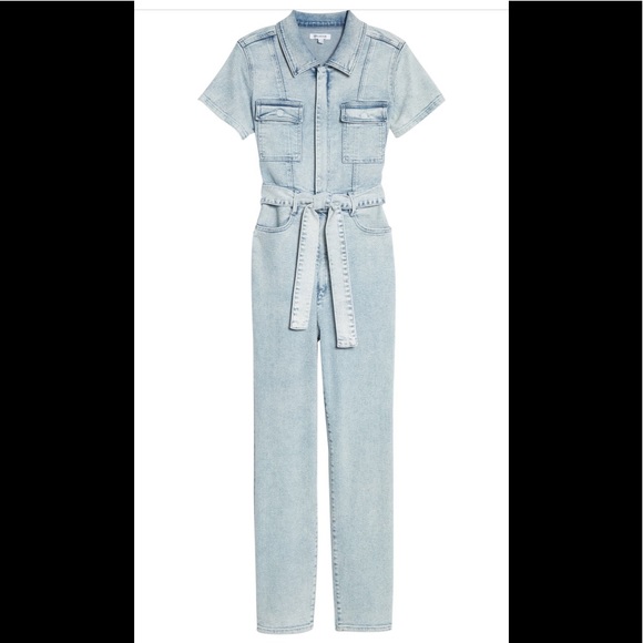 GOOD AMERICAN Fit For Success Belted Denim Jumpsuit, size 3/Large - Picture 6 of 8